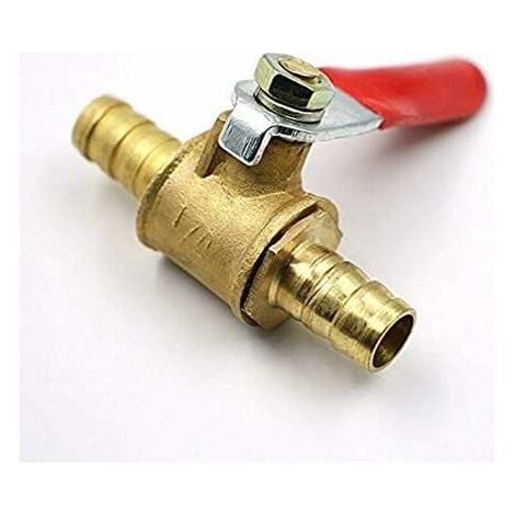 8-mm-Kugelhahn aus Messing, Absperrventil mit Schlauchanschluss, Schlauchverschraubung, Anschlussadapter für Wasser, Gas, Öl (1 Stück, 8 mm) (1/4)