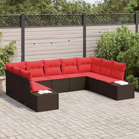 vidaXL Conjunto de sofás de jardín 9 uds. 8-Número de plazas (1/5)