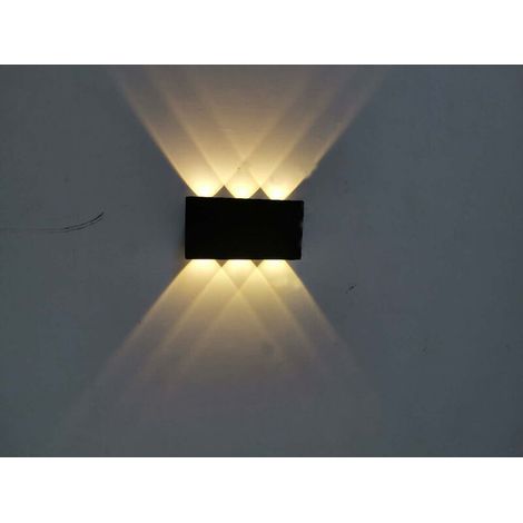 Outdoor led wall light, led wall light, wall light, outdoor led wall light, indoor up and down wall light 6W IP65 waterproof aluminum led wall light warm white lighti (Black) (1/5)