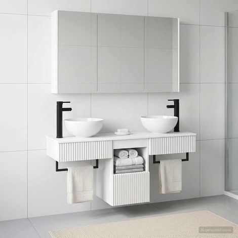 vidaXL Bathroom Cabinet Set 4 pcs White Engineered Wood (1/5)