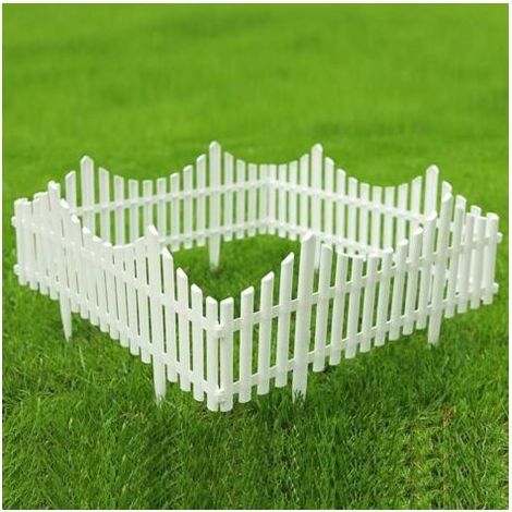 Clôture de jardin, plastique blanc Edgings Plante Gazon/pelouse, bordures, panneaux de chemin de paysage 4pc Pack(Overal Size:244cmL33cmH) blanc (1/5)