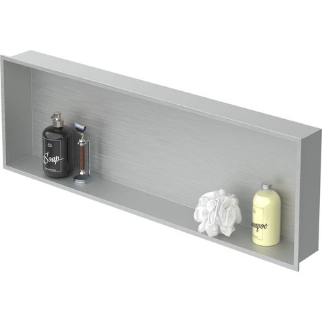 Luxebath – Niche de douche encastrée murale 90x30x10 cm – Acier inoxydable brossé – Étanchéité 100 % – Rangement shampooing et savon – Montage vertical/horizontal