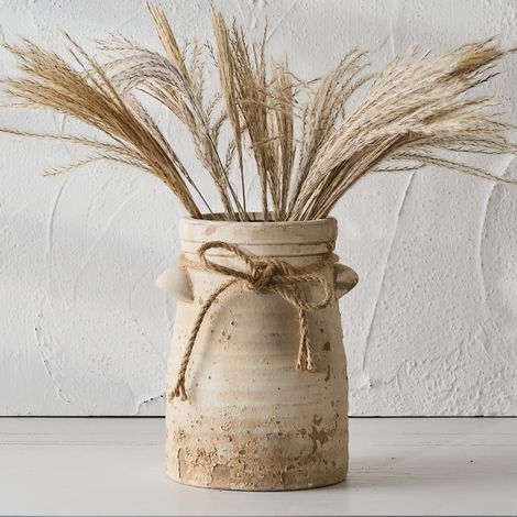 Vase à Fleurs décoratif en céramique de 20,3 cm, poterie Rustique vieillie, Vase à Fleurs décoratif pour décoration d'intérieur, décoration d'étagère, bibliothèque, cheminée, entrée, Salon, (1/5)