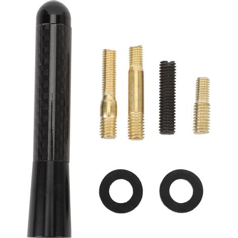 Antenne de voiture courte de 7,6 cm (3 pouces) en fibre de carbone et aluminium avec bobine de cuivre, pour camions et fourgonnettes. (1/5)