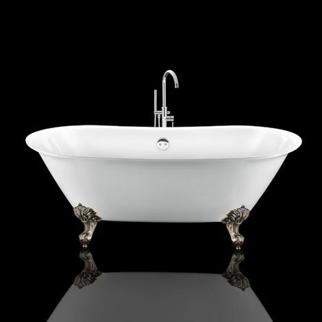 Vasca da bagno freestanding con piedini SURRY HILLS bianca 165 cm Piedini di aquila Bronzo