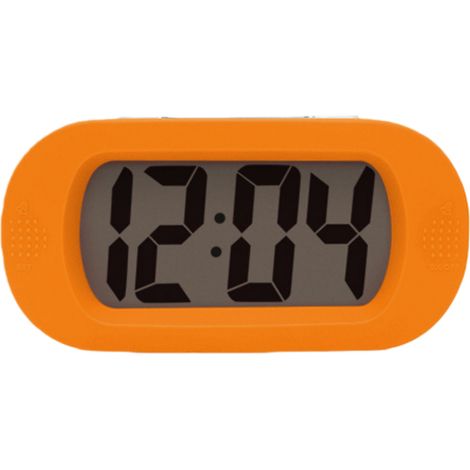 Réveil numérique pour enfants avec fonction snooze et veilleuse - Grand écran LCD - Boîtier en silicone antichoc - Compact et léger - Couleur orange (1/5)