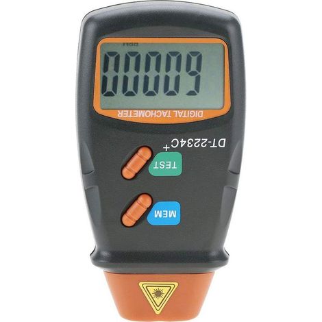 Tachymètre Numérique DT-2234C + Mini Testeur de Régime Sans Compteur LCD Affichage Tachymètre Photo Numérique Portable 2.5RPM-99.999RPM avec 3pcs Bande Réfléchissante pour (1/5)