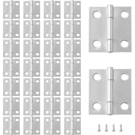 30Pcs Charnière Inox Paumelle Charnière Connecteurs Charniere Porte à 4 Trous avec 120 Vis pour La Maison Meubles Matériel Armoire Garde Porte Tiroir,Argent (1/5)