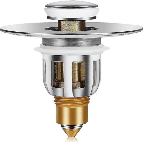 Edition Badezimmer-Waschbeckenstopfen mit Abflusssieb, Push-Type-Abflussstopfen mit springendem Kern für 1,02–1,96 l (1/5)