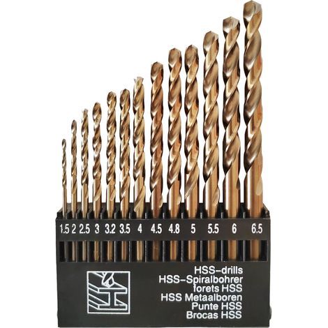 Coffret de 13 forets M35 au cobalt, tailles métriques de 1,5 mm à 6,5 mm, acier rapide à 5 % de cobalt pour acier inoxydable, fonte et métaux durs, pointe fendue à 135° entièrement affûtée, avec coffr (1/5)