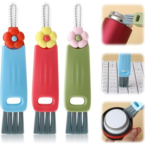 3 pièces Brosse de nettoyage pour couvercles de gobelets, Fleurs 3 en 1 Brosse de nettoyage pour couvercles de tasse Beau bouchon de bouteille Brosse à bouchon de bouteille Brosse pour (1/5)