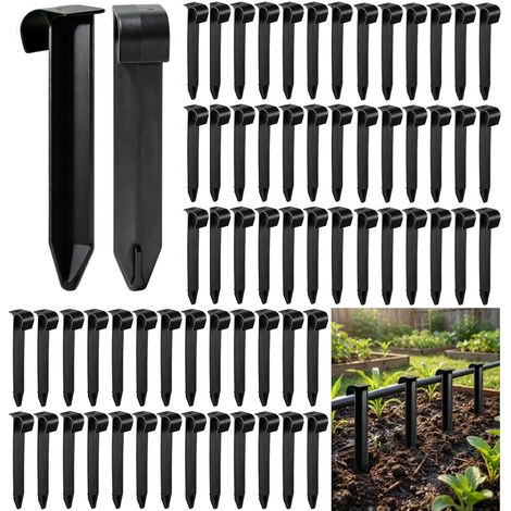 120 Pièces Piquets de Fixation au Solen Plastique, 16mm Ancrages de Jardin pour Délimiter Massifs, Bordures de Pelouse, Piquets Multiusage pour Tuyau d’Arrosage, Tente, Clôture, Vert (1/5)