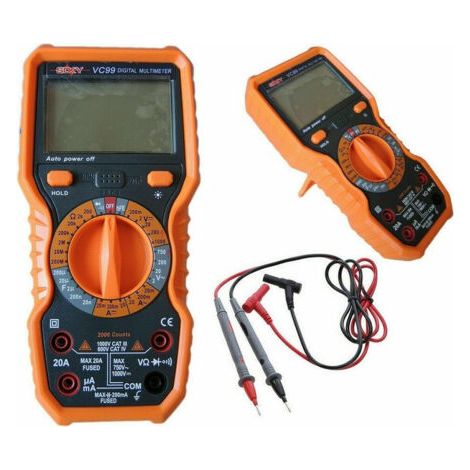 Multimetro Digitale Tester Professionale Volt Ampere Farad Ohm Puntali Vc99 (1/5)