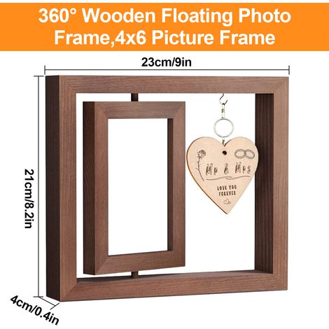 Cadre Photo Couple - Cadre Rotatif 360° avec Support et Étiquette Cœur - Pour 2 Photos - Idéal Décoration Maison Bureau - Lot de 1 (1/5)