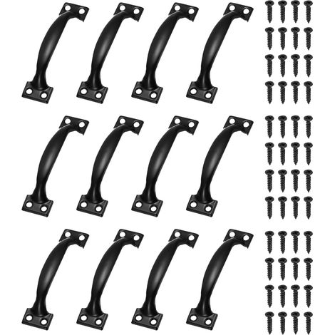 12 Poignées De Porte, 98mm/3.9 Pouces Poignée De Tirage Vintage Avec Vis Pour Meuble Armoire Commode Tiroir Garde-Robe, Noir (1/5)
