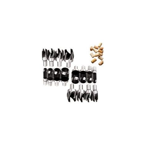 Fraise Bouchonner Bois, 16 Pièces Coupe-foret Tenon Acier Carbone, Ensemble Perceuse Conique de Griffe Mèche à Bouchon 6mm/10mm/13mm/16mm