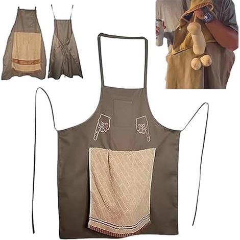 Tablier de cuisine - Tablier avec poche secrète - Tablier de barbecue - Tablier original et amusant pour homme - Tablier de cuisine humoristique - Cadeau pour lui - Fête des Pères (1/5)