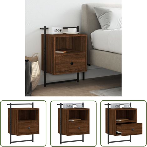 The Living Store Wand-Nachttisch Braun Eiche 40x30x61 cm Holzwerkstoff - Wand-Nachttisch - Nachttisch - Holzwerkstoff - Eiche Optik - Wohnzimmer Möbel (1/5)