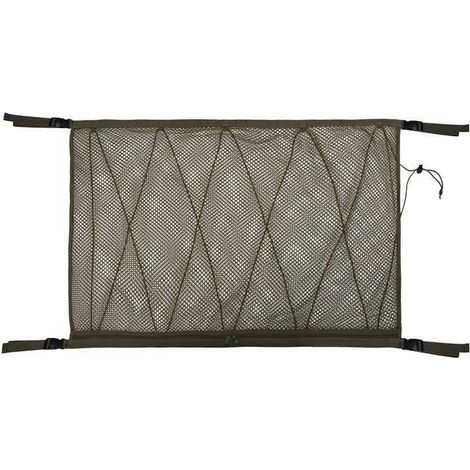 Red de almacenamiento para coche (caqui) 90 x 65 cm, bolsa de techo universal con cremallera, red de almacenamiento negra para techo de coche/SUV (red con cordón ajustable) (1/4)