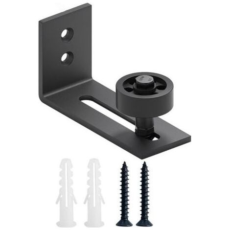 Guide Sol Porte Coulissante, Guide de plancher Porte, Rail de Sol Pour Porte De Grange, Guide Pour Le Sol du Support du Sol Coulissant Pour Montage Mural Réglable en Acier au Carbone,Arrêt de roue dou (1/4)