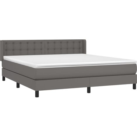 Sommier à lattes de lit avec matelas Gris 160x200 cm Similicuir vidaXL (1/5)