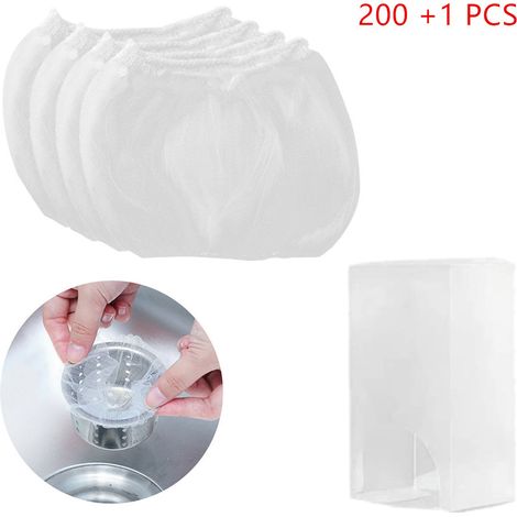 200 sacs-filtres pour évier avec sac de rangement, filets filtrants pour déchets de cuisine