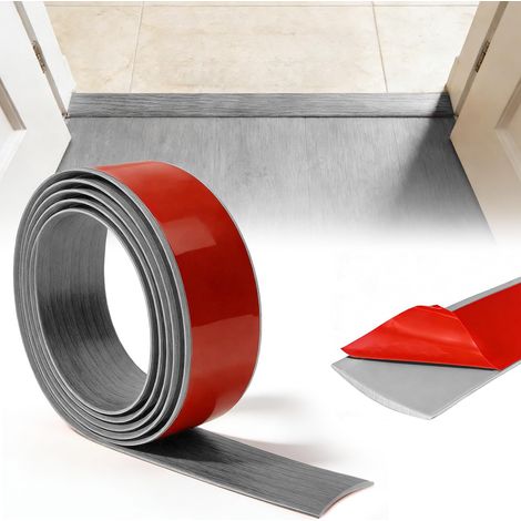Barre de Seuil Adhesive, Seuil de Porte 2M x 5CM, Bande de Transition Sol PVC Auto-adhésive, Profilé de Transition pour Couvrir les Espaces entre Carrelage et Parquet (Effet bois gris-2m5cm) (1/5)