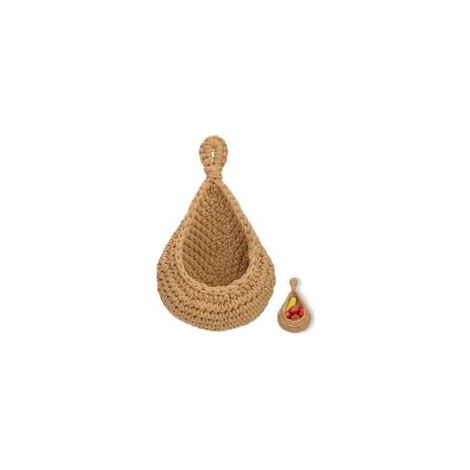 Panier suspendu en jute, panier de rangement bohème, paniers de fruits et légumes, panier décoratif suspendu pour salon, salle de bain, cuisine et chambre (XL) (1/5)