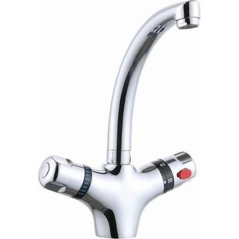 Tigrezy Robinet d'évier robinet de lavabo mitigeur thermostatique robinet de cuisine robinet d'évier de salle de bain pivotant à 360 ° pour chaudière (1/5)