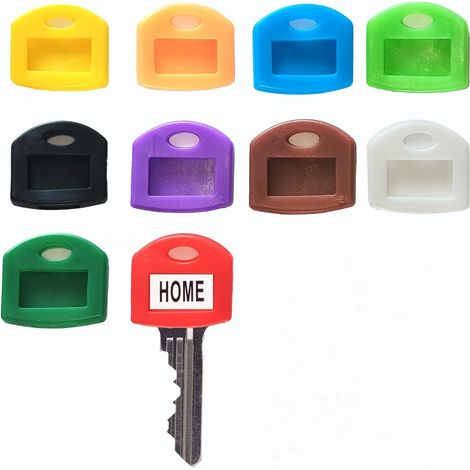 Lot de 20 Capuchons de clé en silicone, fenêtre d'étiquette, couleurs assorties, pour maison, vélo et bureau (1/5)