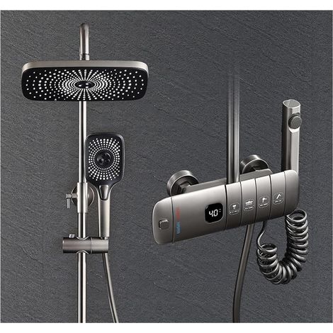 Ensemble de douche mitigeur thermostatique intelli LED système de douche numérique salle de bain ensemble de douche thermostatique baignoire montage mural SPA pluie robinet de bain ensemble de robinet (1/5)