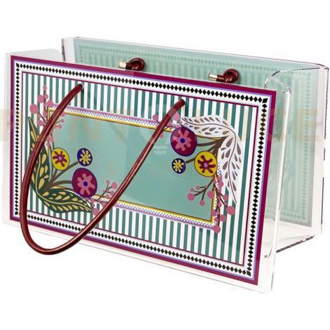 SHOPPER MEDIA CHARLOTTE IN CRISTALLO ACRILICO TRASPARENTE E CON DECORO DANUBIO