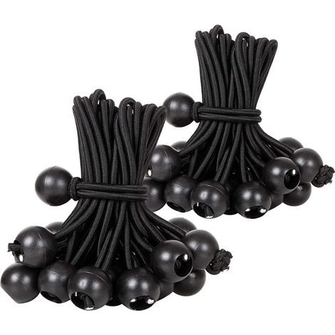 Tendeur Boule, Tendeur Elastique Noir, Tendeur Élastique pour Pavillon,Bâche,Camping,Tente,Rideaux Harnais d’Extension(30 Pièces Noir 300mm) (1/5)