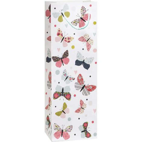 Duni Geschenktüte für Flasche Mariposa 12 x 36 cm Geschenkpapier