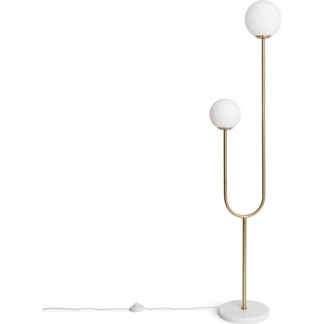 Ledkia – Lampadaire métal et verre Moonlight brass 2 spots doré – Ampoule E27 – Protection IP20 – Dimensions 1530x350x250mm – Pour intérieur (1/5)