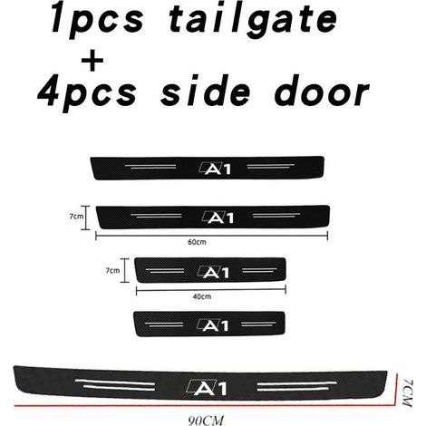 (5 pièces pour A1) Autocollants décoratifs en similicuir et fibre de carbone pour seuils de porte,pédales et pare-chocs arrière,accessoires de voiture Audi A1 (1/3)