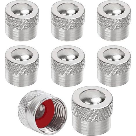 Set mit 8 Ventilkappen aus Metall mit Gummiring für Auto, Motorrad, Fahrrad und Roller Reifenzubehör und schutz (1/5)