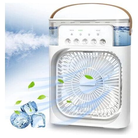 Climatiseur portable, mini ventilateur personnel 3 en 1 avec vaporisateur d'eau et évaporation à 3 vitesses (blanc) (1/5)