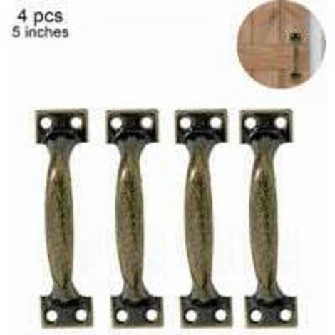 4 pièces poignées de porte de grange poignées de porte pour clôtures en bois poignée d’armoire vintage pour armoire de cuisine meubles tiroir matériel d’armoire, 5 pouces, bronze vert (1/5)