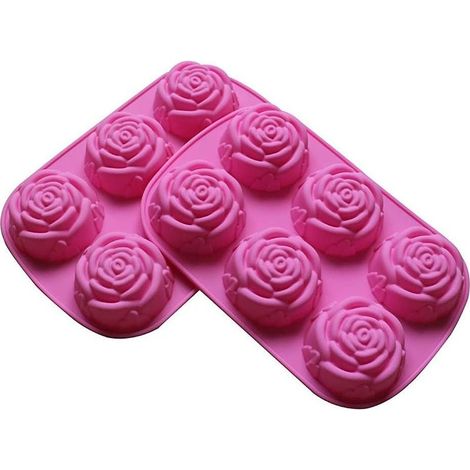 Rosenförmige Silikonform – für Seife, Schokolade, Eiscreme und Gebäck – 2 Stück – Maße: 9,5 x 6,5 x 2,7 cm (1/5)