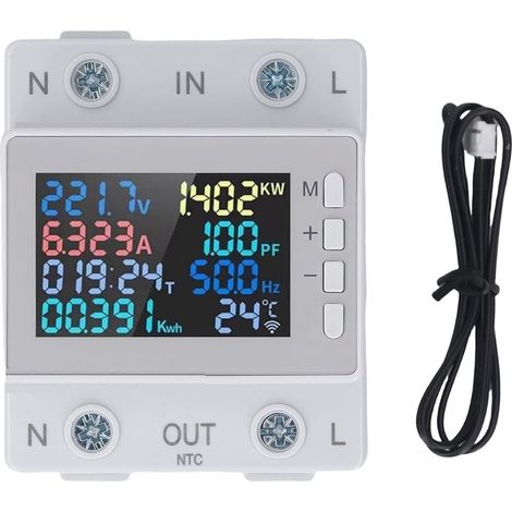 Compteur de consommation d'énergie monophasé avec écran LCD couleur, (1/5)