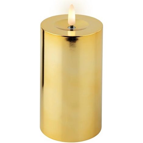 LED-Dekokerze mit Docht in Gold Ø7 × H15 cm