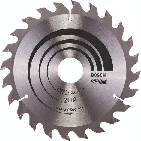 BOSCH DISCO SIERRA OPTILINE MADERA130 X 2.4 X 20/16D: 20WZ Diámetro disco x eje (mm) 165x30 Número de dientes 24