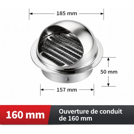 Chapeau de ventilation mural 160 mm en acier inoxydable 201 brillant extra épais 201 160mm réf 5900 – Livraison gratuite
