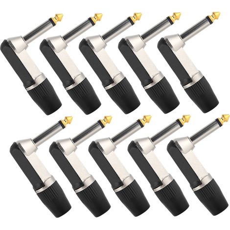 Lot de 10 adaptateurs audio XLR coudés 6,35 mm, professionnels, durables et résistants à la corrosion, pour casque audio (noir). (1/5)