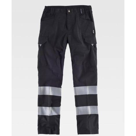 Pantalón industrial con cintas reflectantes segmentadas WORKTEAM Combi C2717 S Negro