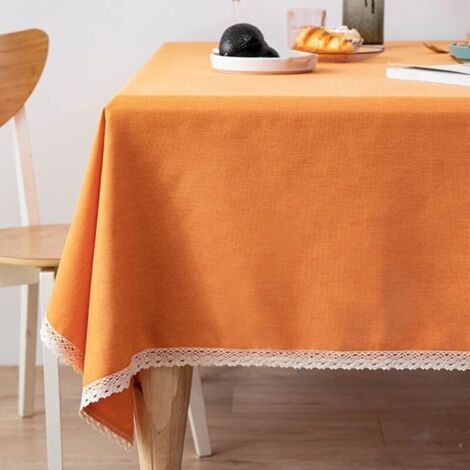 BUNTHAUS La face de la table, l'orange, le coton et le lin, 140x140cm, l'ensemble des 1 pièce (1/5)