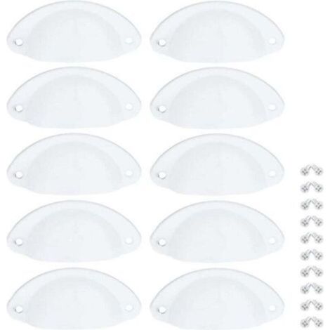 Poignées de meuble vintage en coquillage blanc, 10 pièces, 82 mm, pour tiroirs et armoires (1/5)
