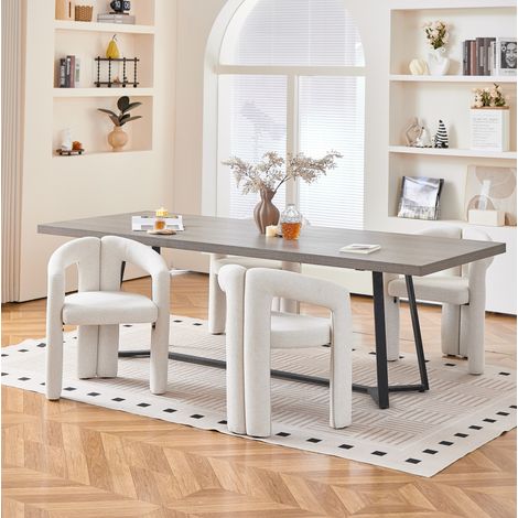 Juego de 4 sillas de comedor de chenilla con reposabrazos, beige, carga 150 kg (1/5)