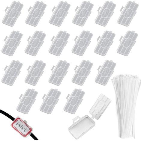 50 pezzi di etichette per cavi in nylon impermeabile, fascette per cavi, clip per cavi isolate e ignifughe per una facile marcatura, identificazione e organizzazione dei cavi.